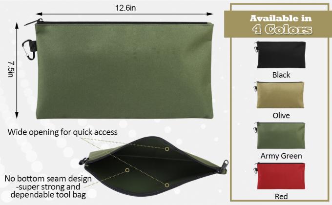 Pack Tool Bag, Premium Tool Pouch Zipper Bag, 12" Tool Pouch With Zipper, Multipurpose Storage Pouch With Carabiner For Tools, Stationary, Pencil Pouch, Gadgets, Cosmetics 1