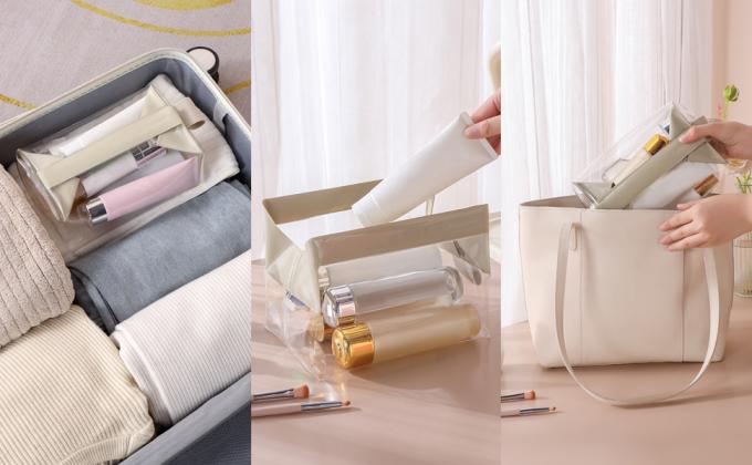 Biodegradable recyclable sustainable Clear Travel Toiletry Bag With Magnetic Closure, Makeup Bag For Women And Men, Cosmetic Bag For Travel 0