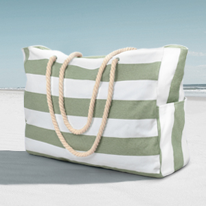 Cotton bag, Canvas bag, tote bags, Outdoor Blue And White Striped Storage Bag Absorbent Quick-Drying Portable Beach Bag Enlarged Travel Bag 3