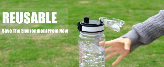 Water Bottle, 32oz Motivational Sports Water Bottle With Time Marker - Times To Drink - Tritan, BPA Free, Wide Mouth Leakproof, Clear (1 Bottle) 1