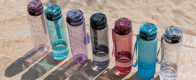 Water Bottle, 32oz Motivational Sports Water Bottle With Time Marker - Times To Drink - Tritan, BPA Free, Wide Mouth Leakproof, Clear (1 Bottle) 0