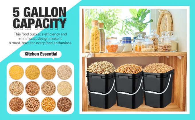 Square Bucket With Lid,Industries Barrels With Lid And Plastic Handle,Rain Buckets,Food Storage Containers DIY Label Stickers Towel And Brush For Paint Storage Tank Crafts 1