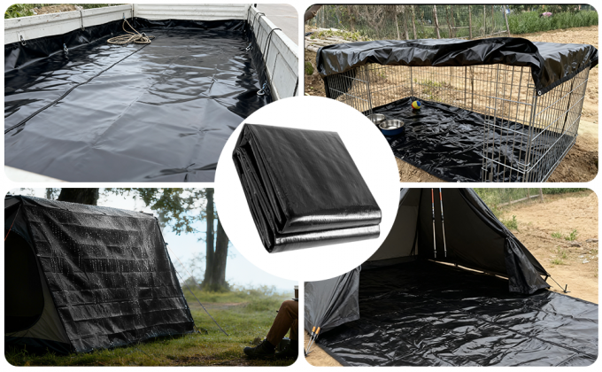 Manufacturer PE Tarpaulin Cover Waterproof Outdoor Plastic Fish Pond Fabric Hay Cover Plain PE Tarpaulin For Car Use Heavy Duty Tarp 8x10FT,5 Mil-Multipurpose Waterproof Poly Tarpaulin with Reinforced 3