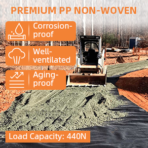 Geotextile Landscape, 4ft X 50ft & 6oz Geotextile Fabric, PP Drainage 350N Tensile Strength & 440N Load Capacity, For Driveway & Road Stabilizationr, Erosion Control, French Drains 2