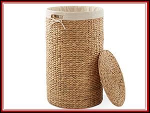 Round Laundry Hamper With Lid And Removable Liner Bag - Natural, Woven Water Hyacinth Wicker Laundry Basket For Clothes And Towels 2