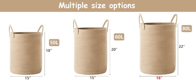 80L Extra Large Jute Woven Hamper Laundry Basket Wicker Rope Clothes Hamper For Baby Nursery Kids Tall Rattan Blanket Basket In Living Room Bedroom 3