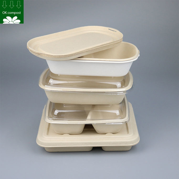 Custom Biodegradable Sugarcane Bagasse Pulp Fiber Fast Food Packing ...
