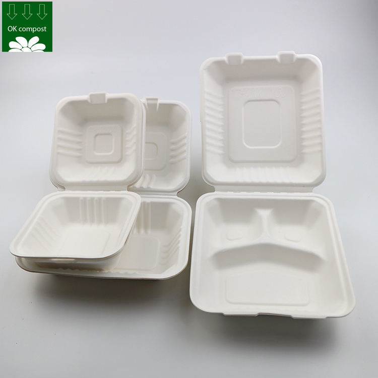 Custom Biodegradable Sugarcane Bagasse Pulp Fiber Fast Food Packing ...