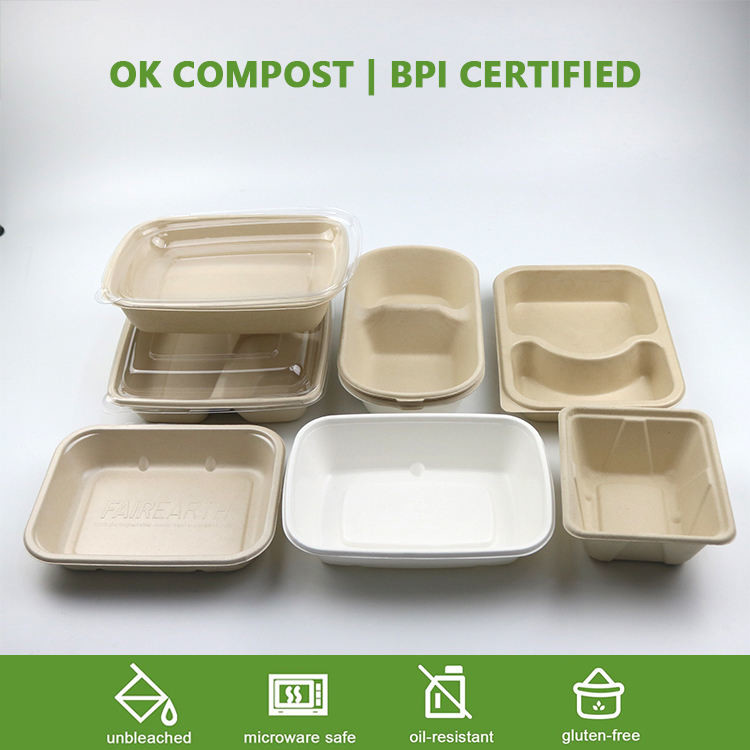 Custom Biodegradable Sugarcane Bagasse Pulp Fiber Fast Food Packing ...