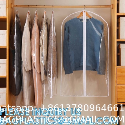 Clear Suit Bag, Plastic Dress Bags For Gowns Long, Dress Protector Zippered Garment Covers For Closet Storage
