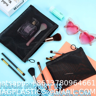 Mesh Makeup Cosmetic Bag Portable Travel Organizing Zipper Pouch Toiletries Pouches Home Office Accessories