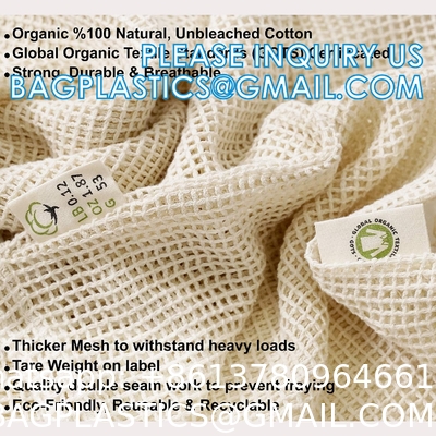Custom Fruit and Vegetable Bag, Eco Friendly Reusable Grocery Tote Bags Organic Mesh Net Drawstring bags