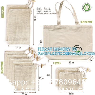 Custom Fruit and Vegetable Bag, Eco Friendly Reusable Grocery Tote Bags Organic Mesh Net Drawstring bags