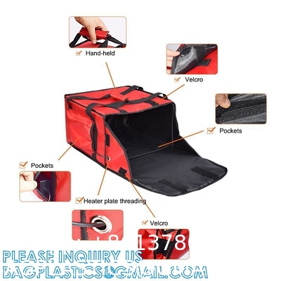 Insulated Pizza Delivery Bag Moisture Free For Catering Food Delivery, Restaurant, Cookouts Red picnic Bags
