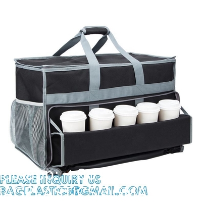 Insulated Food Delivery Bag with Support Frame and Plastic Bottom Plate,Grocery Delivery Bag for Catering