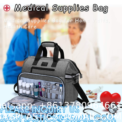Medical Bag, Medical Equipment Bag, Adjustable Divider, Nonslip Bottom, Removable Shoulder Strap, Water-Resist