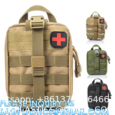 Outdoor Utility Bags, Camping Hiking Empty Tactical Molle Medical First Aid Kit Waist Pouch Bag for Storage