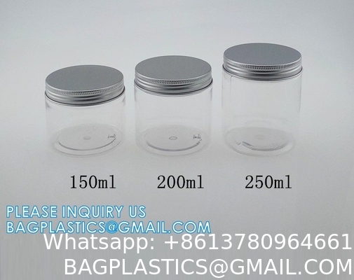 Cosmetic Food Pack 100ml 150ml 200ml 250ml 300ml Amber Pet Plastic Cosmetic Cream Jar With White Black Lid