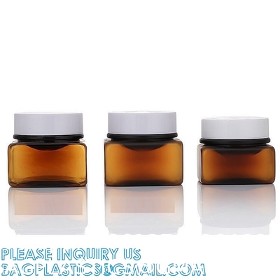1oz 2oz 30ml 50ml 100ml Custom Refillable Amber Face Cream Container Cosmetic Plastic Glass Jar With Lid