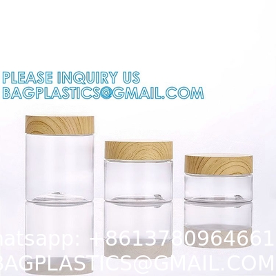 Eco-Friendly Natural Frosted Amber Clear Jars Containers Pot Body Butter Cosmetic Cream Jar With Bamboo Lid