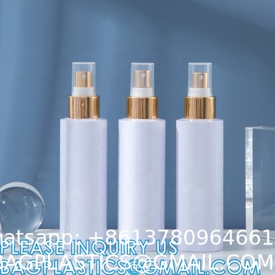 Cosmetic Spray Bottles PET Plastic 60ml 80ml 100ml 120ml Gold Plating Pump Water Liquid Spray Bottle OEM