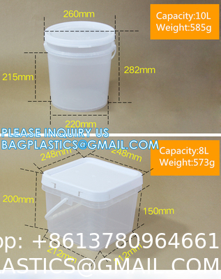 Heavy Duty Round Square Handle Bucket for Paint Chemical Ice Food Flowers, container barrel with handle