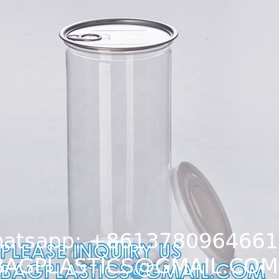 Multi Sizing 180ml To 2500ml Plastic Pop Top Cans For Food With Easy Open Lids Pet Jar, Ring Pull Top Can