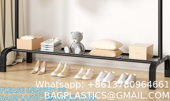 Clothes Rack, Garment Rack, Clothing Rack for Hanging Clothes, Drying Rack Hanger, Steel Frame, Mesh Storage Shelf