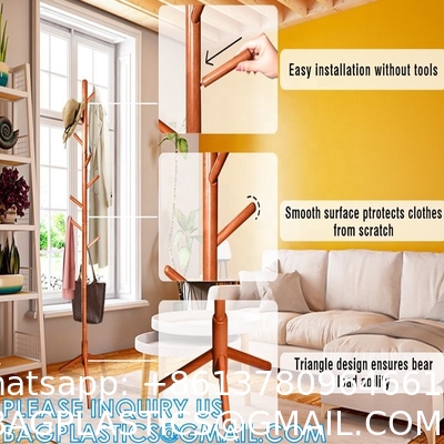 Modern Solid Wood or Steel Creative Living Room, Coat Rank Stand, Floor Clothes Hangers Wooden Coat Racks