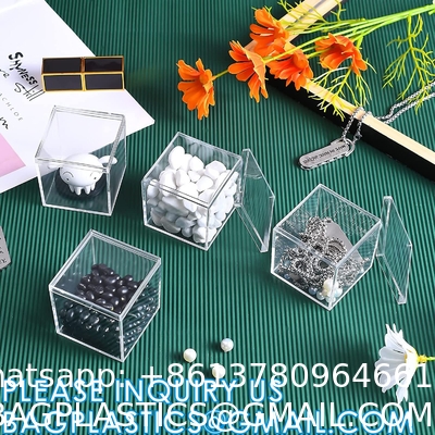 Acrylic Plastic Square Cube Small Acrylic Box Acrylic Storage Containers with Lid Stackable Cube Containers