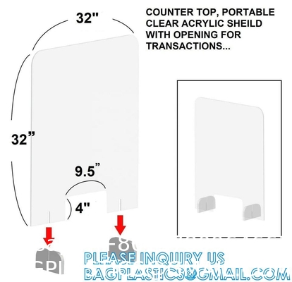 Portable Acrylic Sneeze Guard Shield Divider Perspex Screens Barrier Plastic Shield Counter, Social Distancing