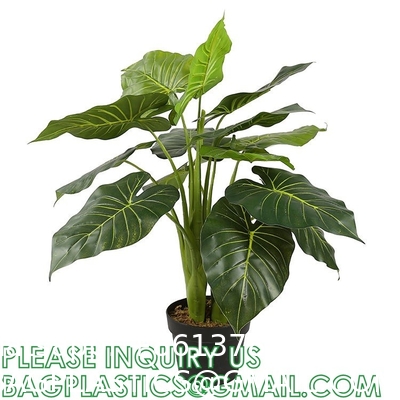 Fake Colocasia Esculenta, Plastic variegata artificial Taro, Subtropics Faux Swiss Cheese Plant For Home Garden Office