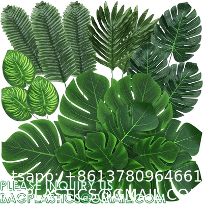 Kinds Artificial Palm Leaves Tropical Fake Leaves, Monstera Leaf Faux Leaves Party Table Decoration Wedding Birthday
