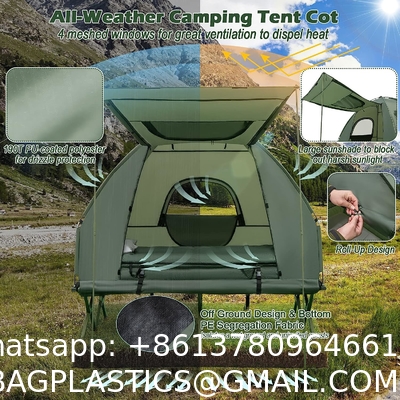 Camping Tent Cot, Folding Tent Combo Air Mattress & Sleeping Bag, Off-Ground Tent Shelter with Carry Bag for Hiking