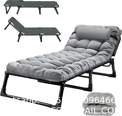 Portable Folding Camping Cot, Adjustable 4-Position Adults Reclining Chairs Mattress,Outdoor Patio Folding Lounge