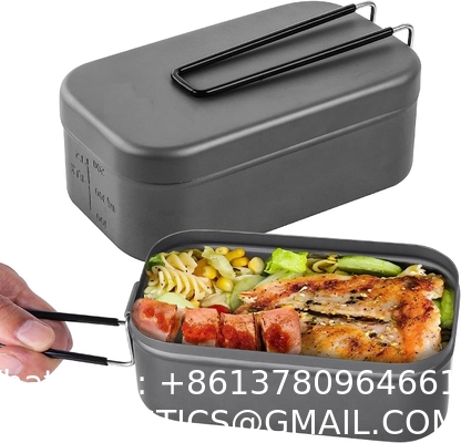 Mess Tin Camping Bento Box Military Camping Cookware Kit Lunch Container Steaming Rack Set with Storage Bag Picnic