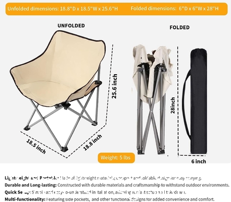 Folding Chairs Heavy Duty Support 350 lbs Moon Chair with Carry Bag Portable Folding Camping Chair with Carry Bag