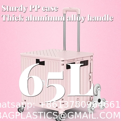 Foldable Cart With Stair Climbing Wheels, Collapsible Rolling Crate Telescoping Handle, Handcart For Grocery Book
