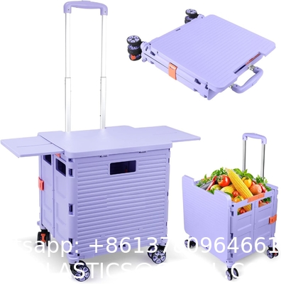 Foldable Cart With Stair Climbing Wheels, Collapsible Rolling Crate Telescoping Handle, Handcart For Grocery Book
