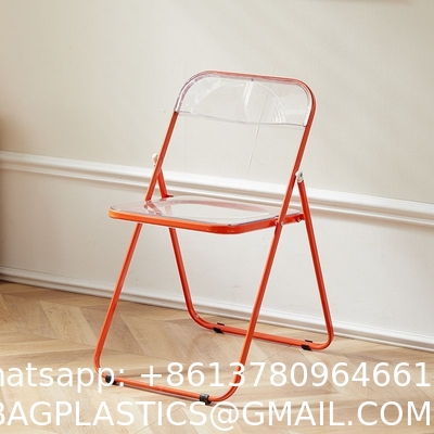 Modern Acrylic Stackable, Plastic Folding Dining Room Armless Home Comfortable Event Chair, Clear, Transparent