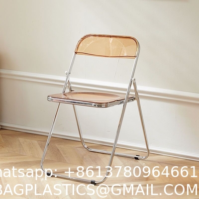 Modern Acrylic Stackable, Plastic Folding Dining Room Armless Home Comfortable Event Chair, Clear, Transparent