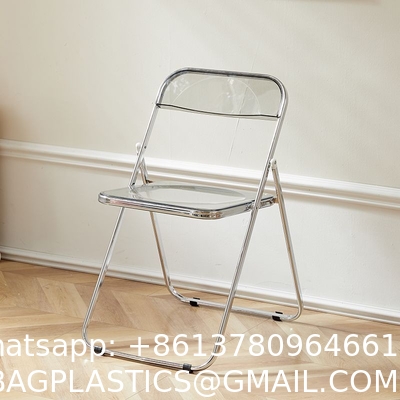 Modern Acrylic Stackable, Plastic Folding Dining Room Armless Home Comfortable Event Chair, Clear, Transparent