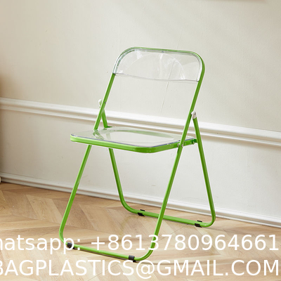 Modern Acrylic Stackable, Plastic Folding Dining Room Armless Home Comfortable Event Chair, Clear, Transparent