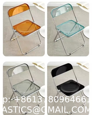 Modern Acrylic Stackable, Plastic Folding Dining Room Armless Home Comfortable Event Chair, Clear, Transparent