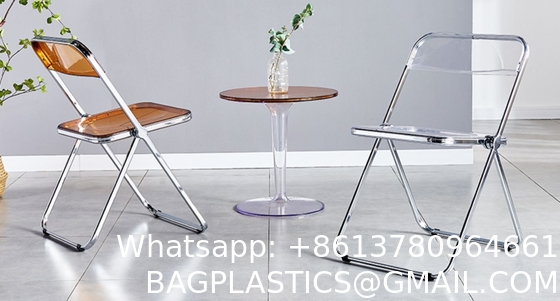 Modern Acrylic Stackable, Plastic Folding Dining Room Armless Home Comfortable Event Chair, Clear, Transparent