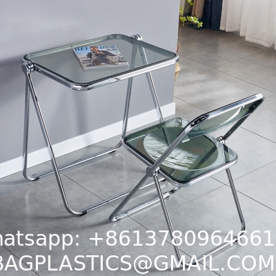 Modern Acrylic Stackable, Plastic Folding Dining Room Armless Home Comfortable Event Chair, Clear, Transparent