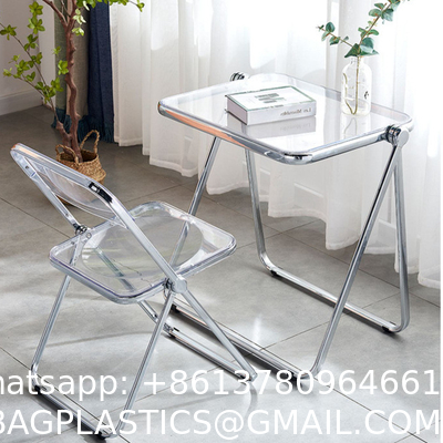 Modern Acrylic Stackable, Plastic Folding Dining Room Armless Home Comfortable Event Chair, Clear, Transparent