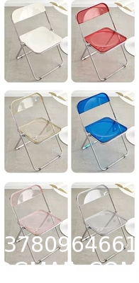 Modern Acrylic Stackable, Plastic Folding Dining Room Armless Home Comfortable Event Chair, Clear, Transparent