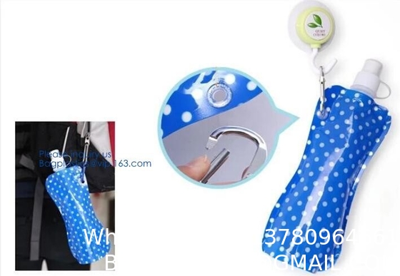 Solid Flexible Water Bottle Carabiner, Foldable Water Bottles Water Pouch Flexible - Reusable Travel Water Bottle
