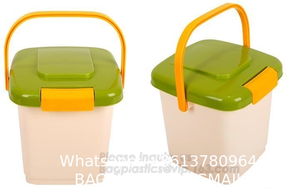 Food Container With Fresh-Tite Seal, Pet Food Bucket, Double Layer With Wheels Sealed Storage Box